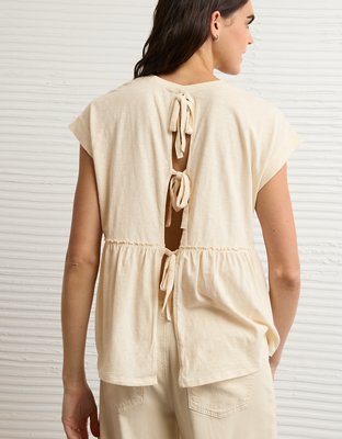 AE Sunchaser Knit Tie Back Babydoll T-Shirt