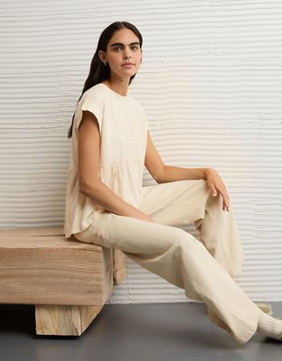 AE Sunchaser Knit Tie Back Babydoll T-Shirt