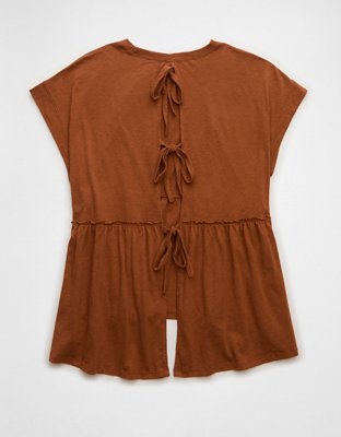 AE Sunchaser Knit Tie Back Babydoll T-Shirt