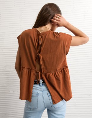 AE Sunchaser Knit Tie Back Babydoll T-Shirt