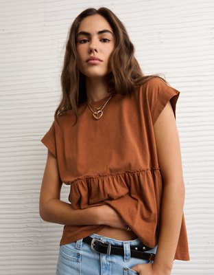 AE Sunchaser Knit Tie Back Babydoll T-Shirt