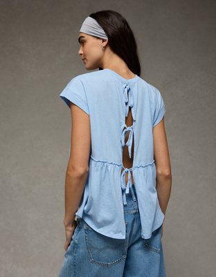 AE Sunchaser Knit Tie Back Babydoll T-Shirt
