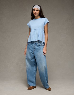 AE Sunchaser Knit Tie Back Babydoll T-Shirt