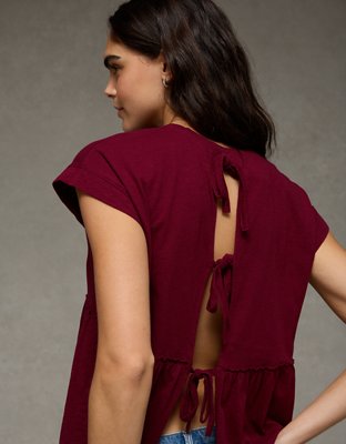 AE Sunchaser Knit Tie Back Babydoll T-Shirt