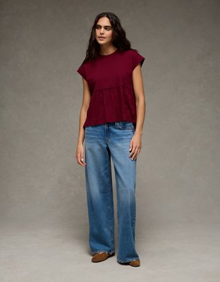 AE Sunchaser Knit Tie Back Babydoll T-Shirt