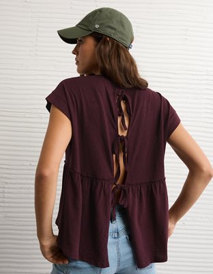 AE Sunchaser Knit Tie Back Babydoll T-Shirt