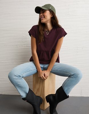 AE Sunchaser Knit Tie Back Babydoll T-Shirt