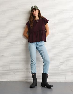 AE Sunchaser Knit Tie Back Babydoll T-Shirt