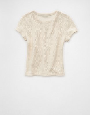 AE Cropped Crochet Lace T-Shirt