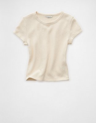 AE Cropped Crochet Lace T-Shirt