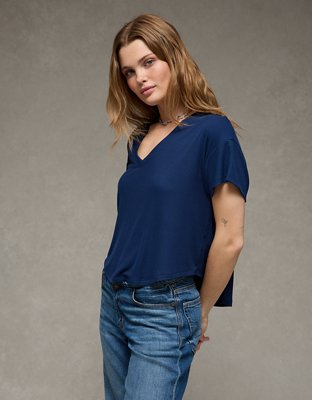 AE Soft & Sexy Ribbed V-Neck T-Shirt | American Eagle