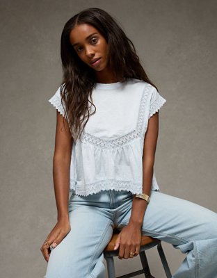 AE Sunchaser Lace Trim T-Shirt from American Eagle - $29.96