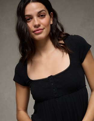 Женские футболки American Eagle AE Henley Babydoll T-Shirt — фото 2