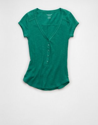 T-shirt henley à encolure en V AE