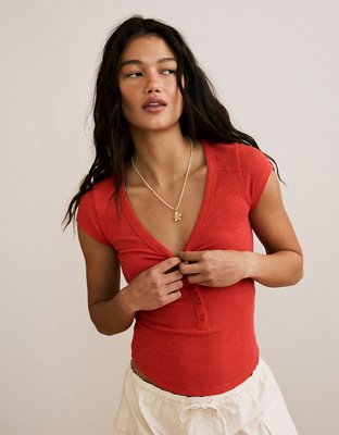 AE V-Neck Henley T-Shirt | American Eagle