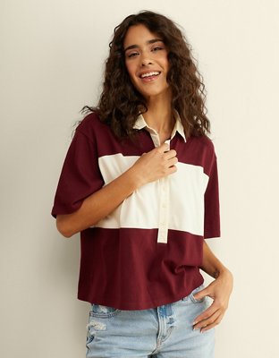 AE Playera polo rayada de rugby