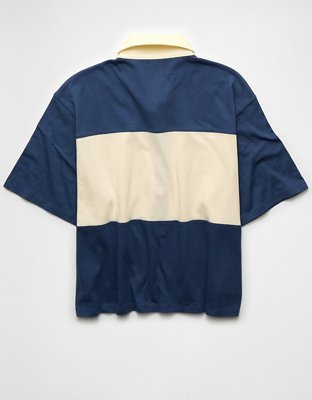 AE Playera polo rayada de rugby