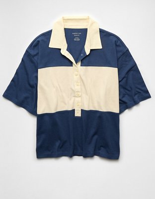 AE Playera polo rayada de rugby