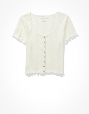 Женские футболки American Eagle AE Snap-Front Baby Tee — фото 3