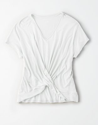 twist front white tee