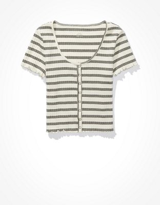 AE Striped Snap-Front Baby Tee