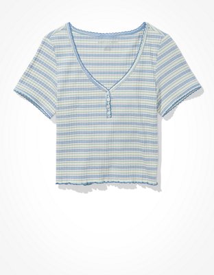 AE Striped Henley Baby Tee