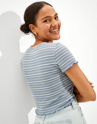 Женские футболки American Eagle AE Striped Baby Tee — фото 2