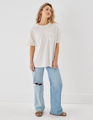 Женские футболки American Eagle AE Oversized Crochet Pocket Tee — фото 4