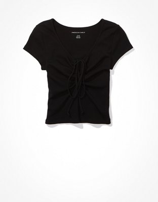 Женские футболки American Eagle AE Keyhole Tie-Front Tee — фото 3