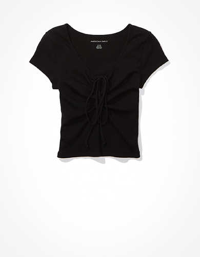 AE Keyhole Tie-Front Tee