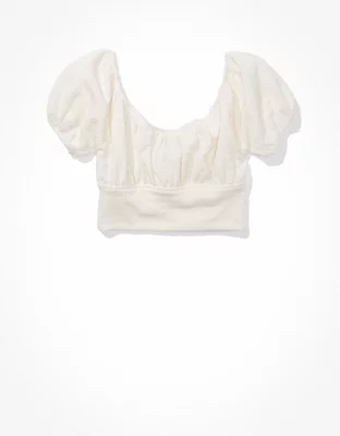 AE Puff-Sleeve Tie Front Tee