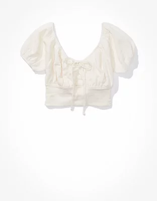 AE Puff-Sleeve Tie Front Tee
