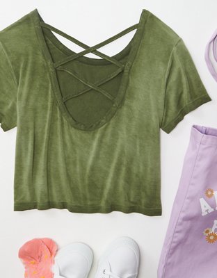 AE Soft & Sexy Cropped Open-Back T-Shirt