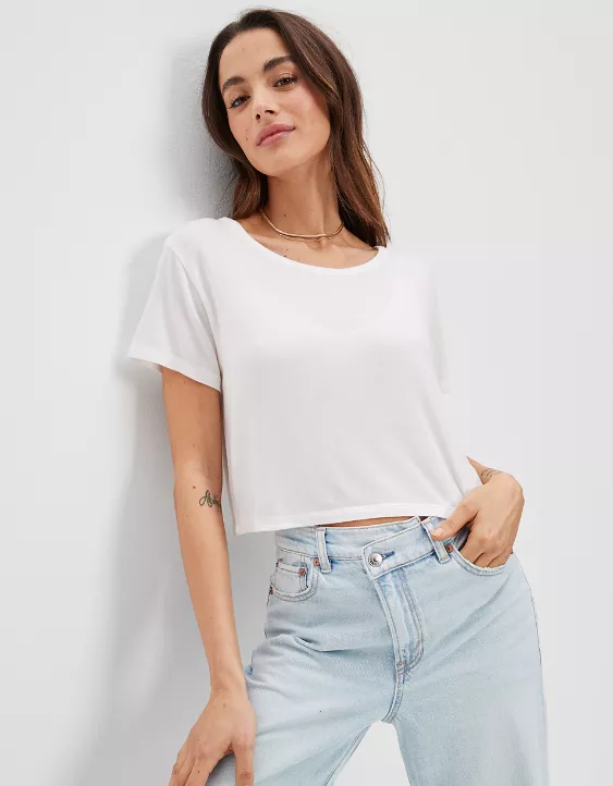 AE Soft & Sexy Cropped Open-Back T-Shirt
