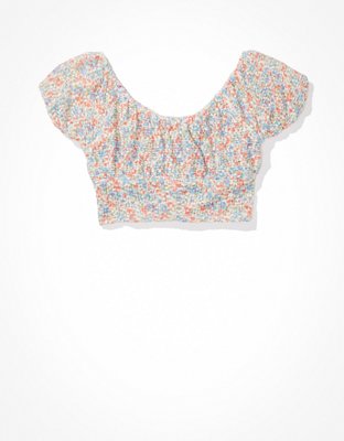 AE Puff-Sleeve Tie Front Tee