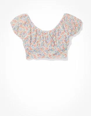 AE Puff-Sleeve Tie Front Tee