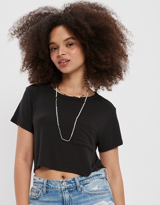 Женские футболки American Eagle AE Cropped Soft & Sexy Pocket Tee — фото 4