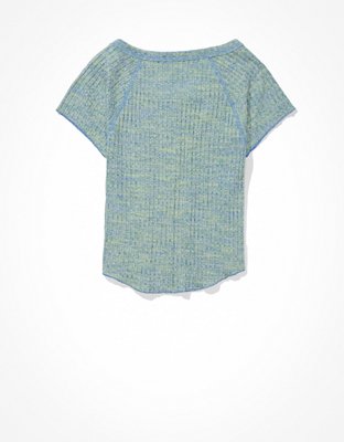 AE Cropped Hey Baby Henley Tee