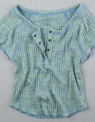 AE Cropped Henley Hey Baby Tee