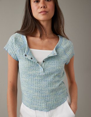 AE Cropped Henley Hey Baby Tee