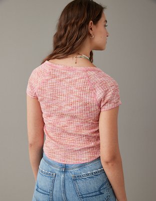 AE Cropped Henley Hey Baby Tee