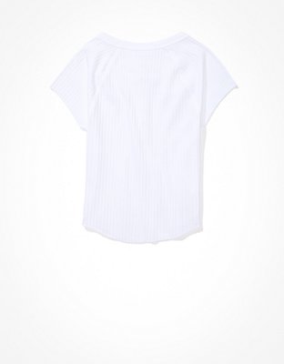 AE Cropped Hey Baby Henley Tee