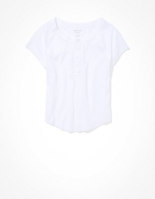 AE Cropped Hey Baby Henley Tee
