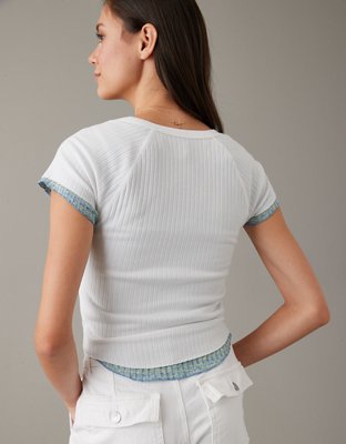 AE Cropped Henley Hey Baby Tee