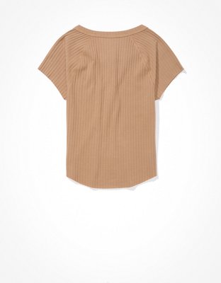 AE Cropped Hey Baby Henley Tee