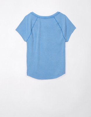 AE Cropped Hey Baby Henley Tee