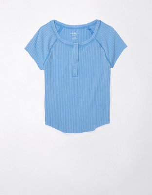 Женские футболки American Eagle AE Cropped Hey Baby Henley Tee — фото 3
