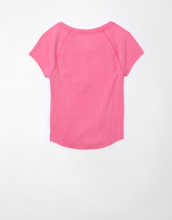 AE Cropped Hey Baby Henley Tee