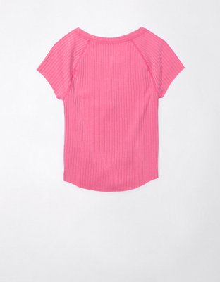 AE Cropped Henley Hey Baby Tee
