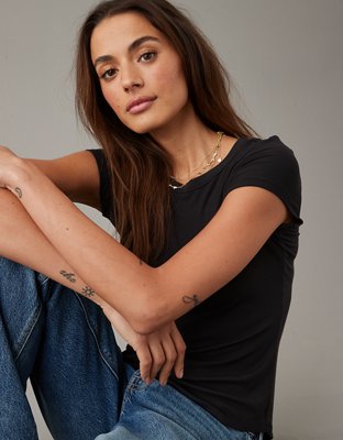 Женские футболки American Eagle AE Soft & Sexy Ribbed Tee — фото 3